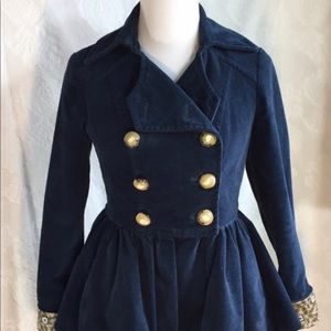 Anthropologie Idra jacket Corduroy Velvet Navy 2